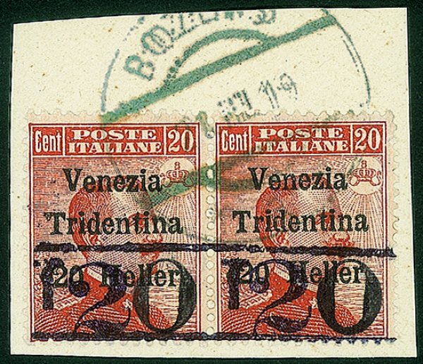 Occupazioni I guerra mondiale - Trentino-Alto Adige - 1918 - T20 su 20 heller su 20 cent (BZ3/13)