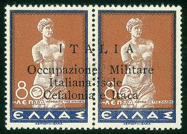 Occupazioni II guerra mondiale - Cefalonia e Itaca - Argostoli - 1941 - 80 + 80 lepta (16 varietà f)