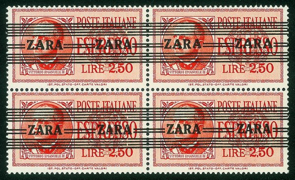 Occupazioni straniere di territori Italiani - Occupazione Tedesca - Zara - 1943 - 2,50 lire (4) - quartina (posizioni 42/48)