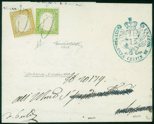 Antichi Stati Italiani - Modena - Lettera da Modena del 5 marzo 1860 per Sassuolo