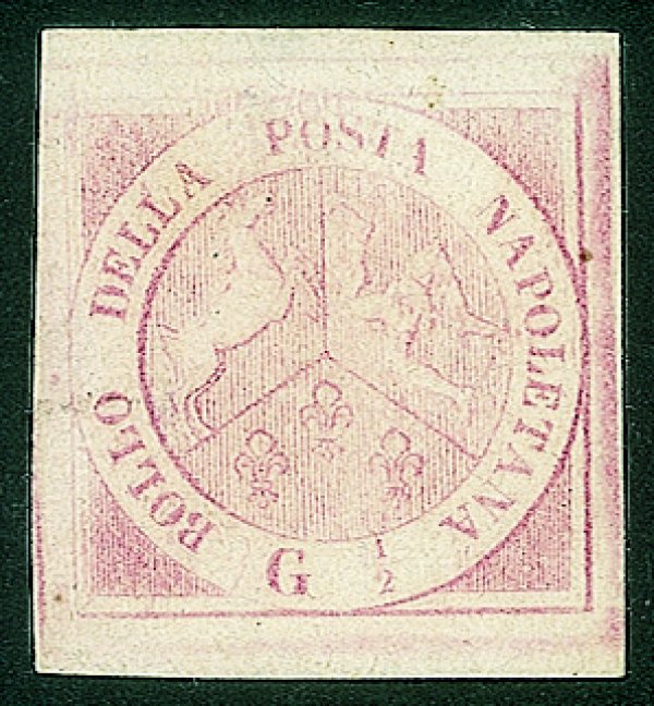 Antichi Stati Italiani - Napoli - 1858 gr. 1/2 rosa lillaceo I tavola (1a)