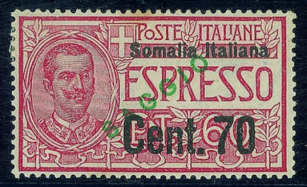 Colonie - Somalia - 1925 - Saggio - Espresso 70 cent su 60 cent (Regno 9) con soprastampa diversa