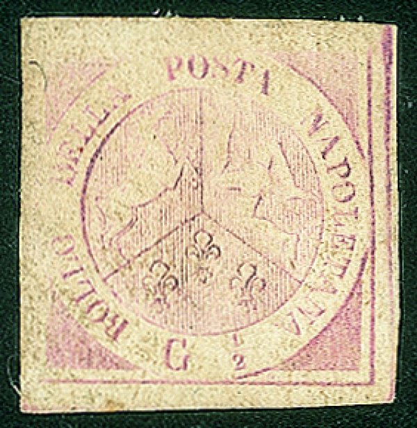 Antichi Stati Italiani - Napoli - 1858 gr. 1/2 rosa brunastro I tavola (1b)