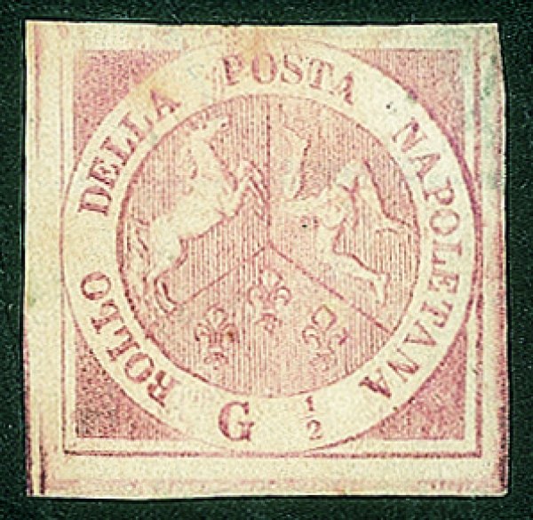 Antichi Stati Italiani - Napoli - 1858 gr. 1/2 rosa brunastro I tavola (1b)