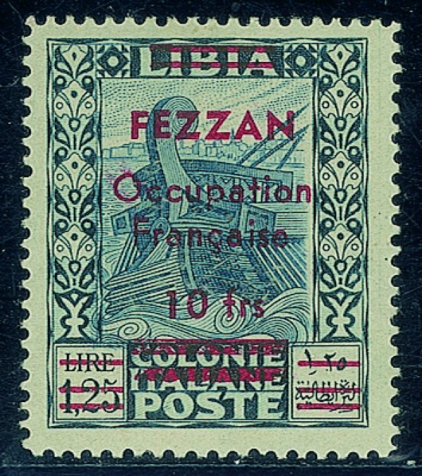 Occupazioni straniere delle colonie - Occupazione Francese - Fezzan - 1943 - Esemplare del 10 fr. su 1,25 lire Pittorica (8)
