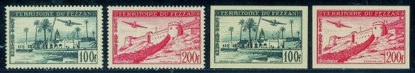 Occupazioni straniere delle colonie - Occupazione Francese - Fezzan - 1951 - Posta Aerea - II emissione per il Fezzan (3/4)