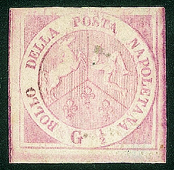 Antichi Stati Italiani - Napoli - 1858 gr. 1/2 rosa carminio chiaro I tavola (1c)