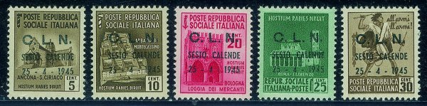 C.L.N. - Sesto Calende - 1945 - Soprastampati (1/9) - serie completa