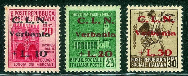 C.L.N. - Verbania - 1945 - Monumenti Distrutti soprastampati Verbania (1/3)