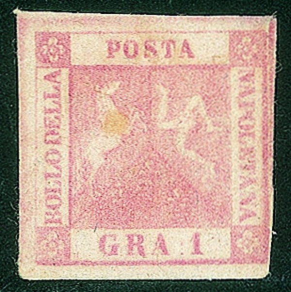 Antichi Stati Italiani - Napoli - 1858 gr. 1 rosa lillaceo  I tavola (3a)
