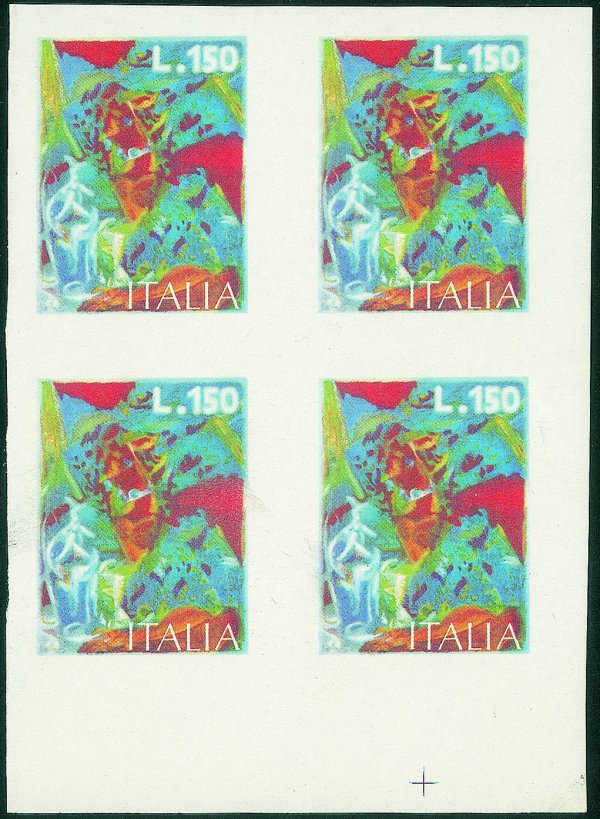 Repubblica - Dopo il 1970 - 1976 - Quartina del 150 lire Boccioni (1337 varietà)