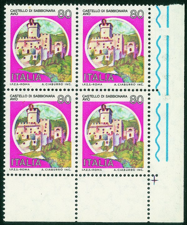 Repubblica - Dopo il 1970 - 1980 - Naturale (ciclamino) - 80 lire Sabbionara (1509B varietà)