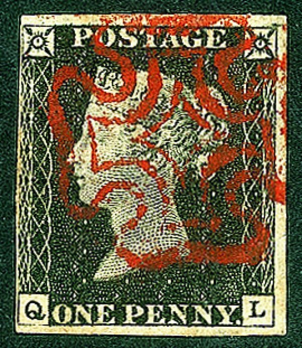 Estero - Gran Bretagna - 1840 - 1 penny nero (1) iniziali QL
