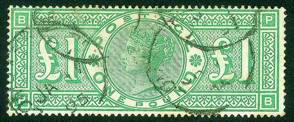 Estero - Gran Bretagna - 1891 - 1 sterlina verde Vittoria (105)