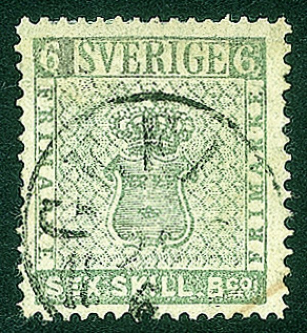 Estero - Svezia - 1855 - 6 skilling grigio (3) - annullato Gefle