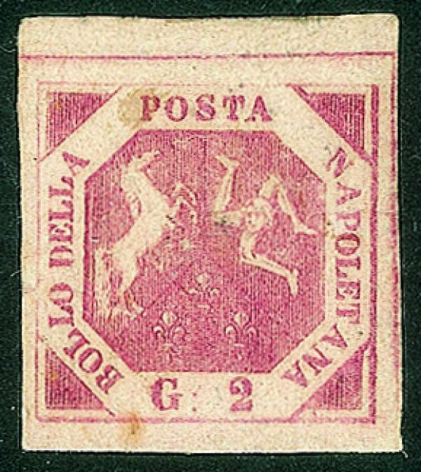 Antichi Stati Italiani - Napoli - 1858 gr. 2 carminio vivo II I tavola (7e)