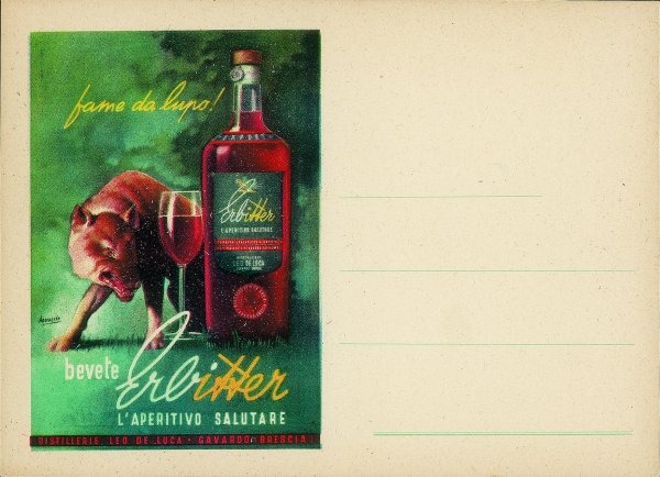 Cartoline - Pubblicitarie - Erbitter distillerie Leo De Luca - illustratore Boccasile