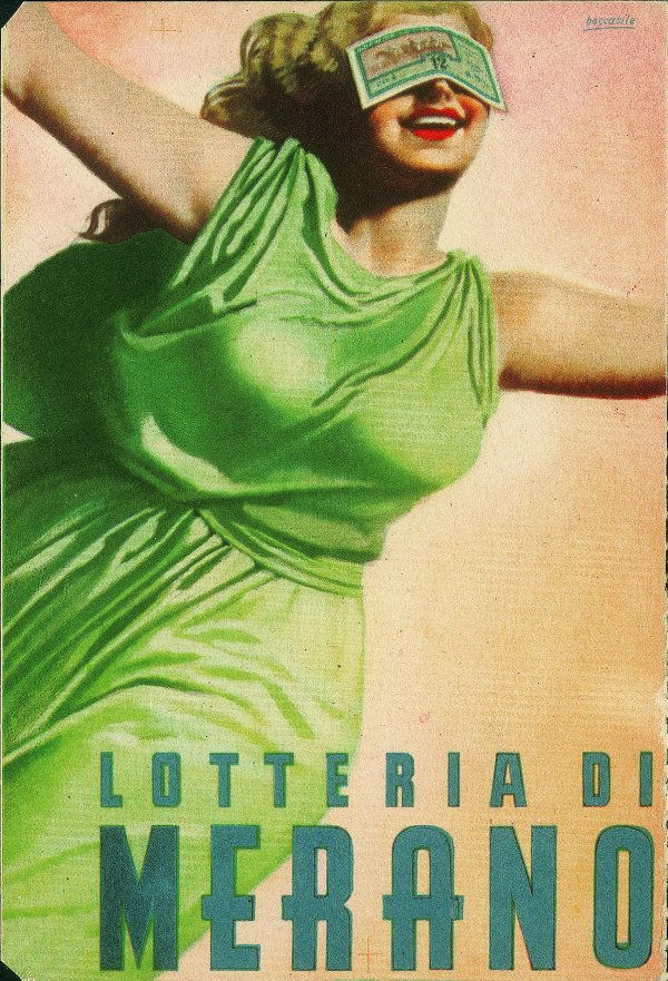 Cartoline - Pubblicitarie - Lotteria di Merano - singola - illustratore Boccasile