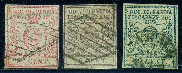 Antichi Stati Italiani - Parma - 1857/58 Terza emissione la serie (9/11)