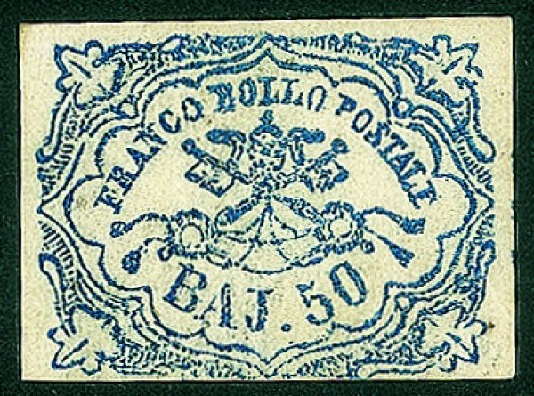 Antichi Stati Italiani - Stato pontificio - 1864 - 50 baj azzurro oltremare scuro (12)