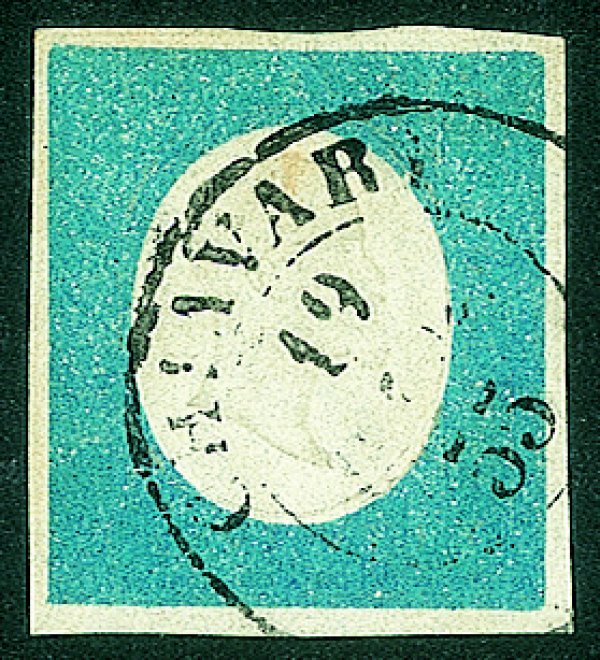 Antichi Stati Italiani - Sardegna - 20 cent celeste (9a) annullato Chiavari 19.....55