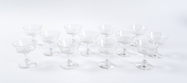 Dodici coppe da champagne.
Francia, Manifattura Baccarat, seconda metà del XX secolo.