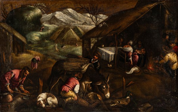 ARTISTA ITALIANO DEL XIX SECOLO - Scena di vita campestre
