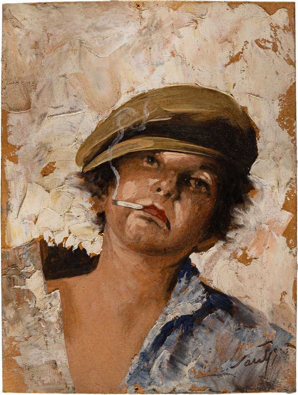 ARCHIMEDE SANTI - Ritratto di ragazzo che fuma