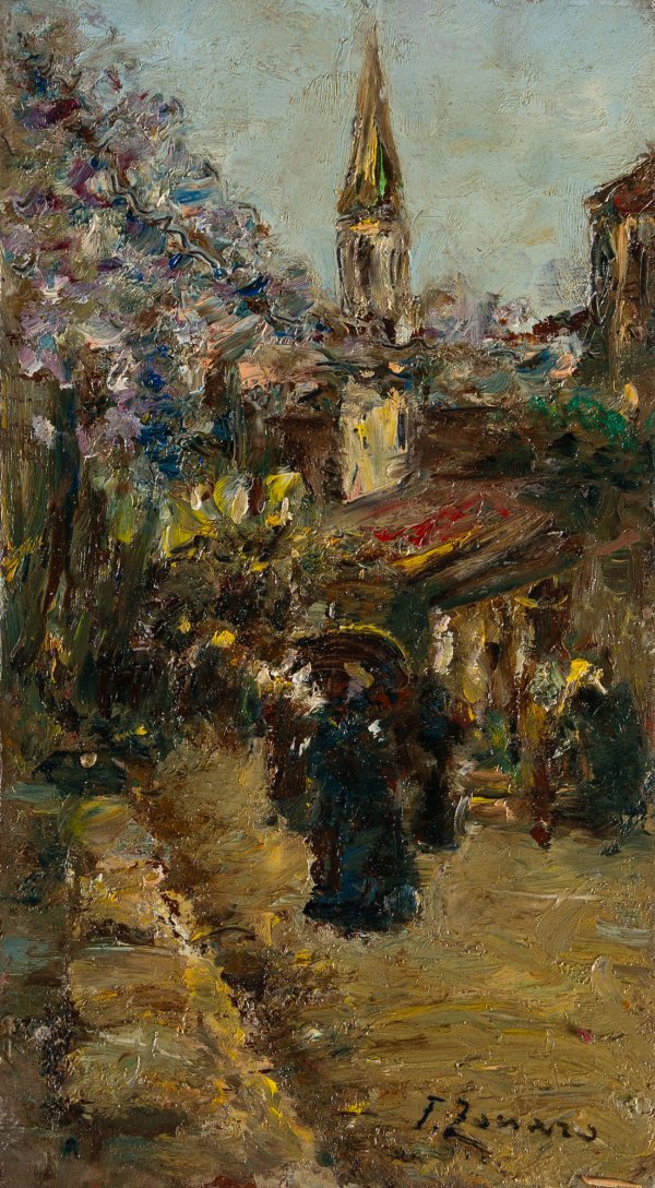 ARTISTA ITALIANO DEL XIX SECOLO - Strada di paese