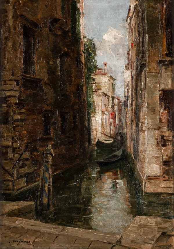GUSTAVO PISANI - Veduta di canale a Venezia