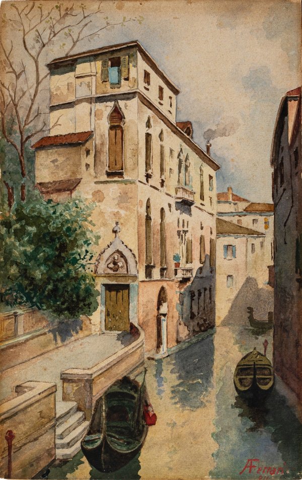 ARTISTA ITALIANO DEL XX SECOLO - Veduta di canale a Venezia