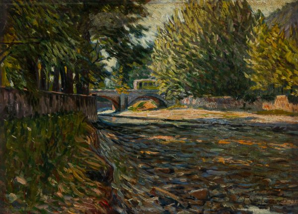 ARTISTA ITALIANO DEL XIX-XX SECOLO - Paesaggio fluviale