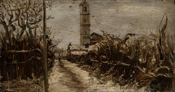 ARTISTA ITALIANO DEL XIX-XX SECOLO - Paesaggio invernale