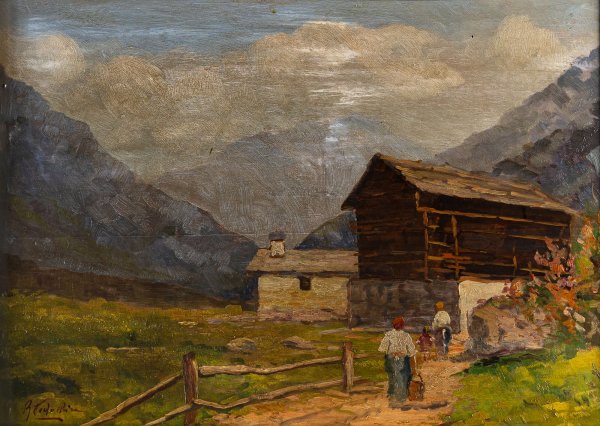 ARTISTA ITALIANO DEL XIX-XX SECOLO - Casale di montagna