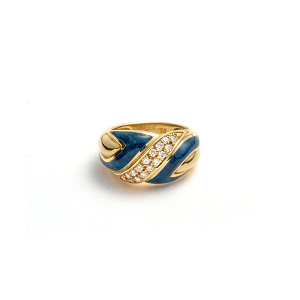 Anello con Smalto e Diamanti, Francia.