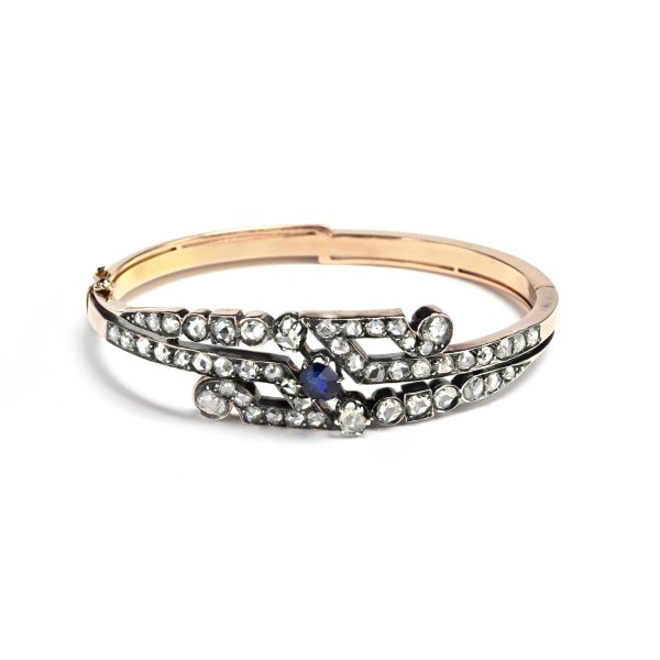 Bracciale rigido con Zaffiro e Diamanti, Parigi, ca. 1900.