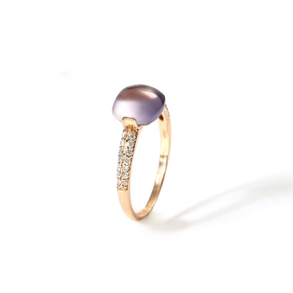 Anello con Ametista e Diamanti Brown.