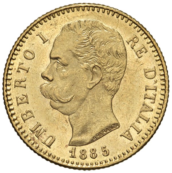 SAVOIA - Regno d'Italia - Umberto I, 1878 - 1900
20 Lire Stemma - 1885 - Gig. 15
Oro
SPL/SPL+