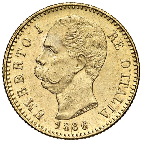 SAVOIA - Regno d'Italia - Umberto I, 1878 - 1900
20 Lire Stemma - 1886 - Gig. 16
Oro
SPL