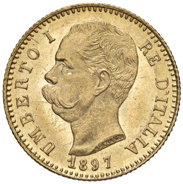 SAVOIA - Regno d'Italia - Umberto I, 1878 - 1900
20 Lire Stemma - 1897 - Gig. 22
Oro
q.FDC - R