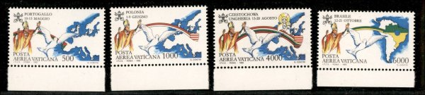 Vaticano - Giovanni Paolo II - 1992 - Serie completa Viaggi nel Mondo Giovanni Paolo II (92A/95A)
