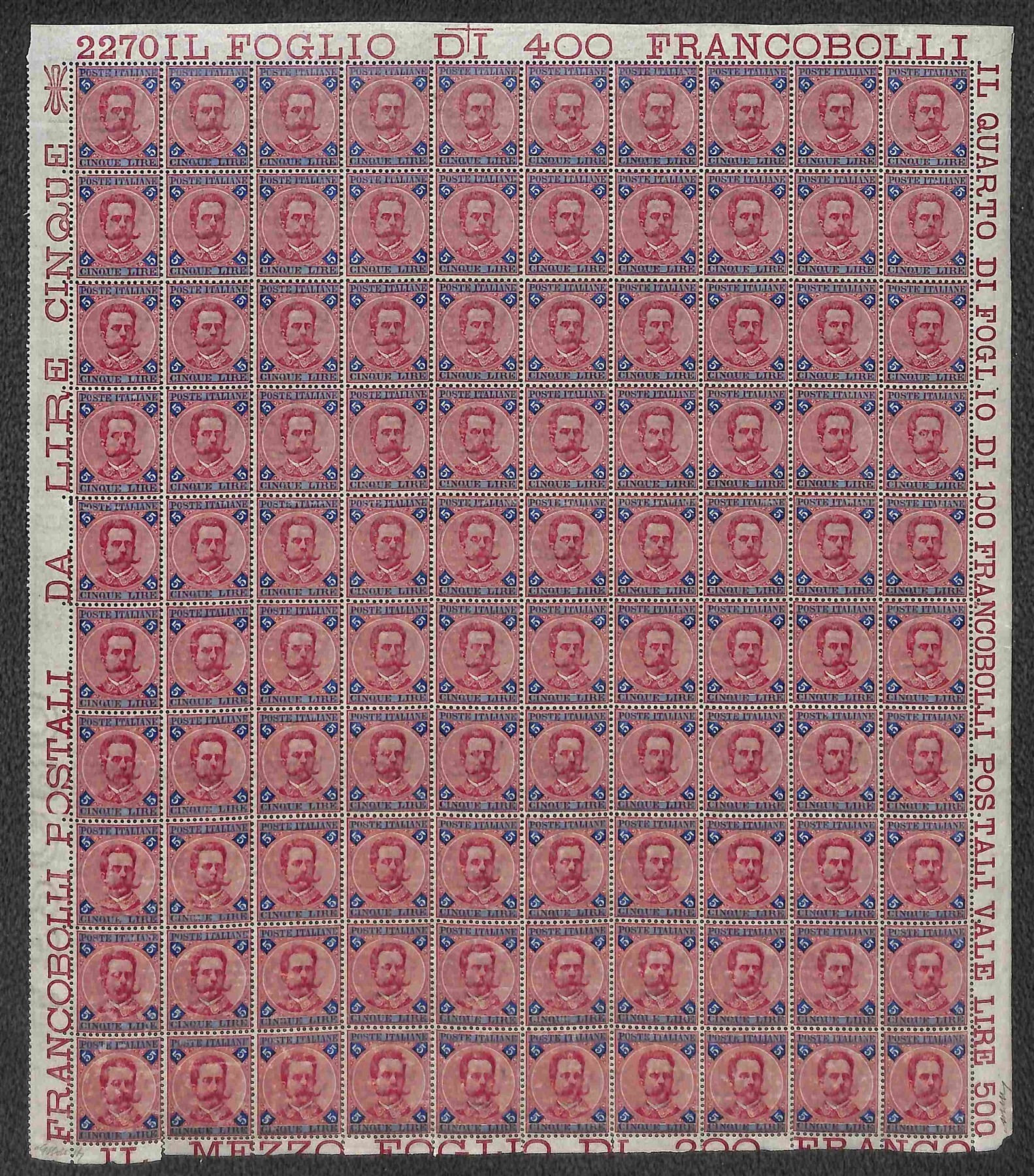 Regno - Umberto I - 1891