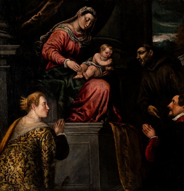 SCUOLA VENETA, BOTTEGA DEI BASSANO - Scuola veneta del secolo XVII, bottega dei Bassano - Sacra conversazione