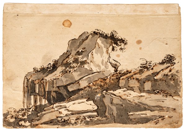 PALMIERI GIUSEPPE - Scuola veneta del secolo XVIII - Paesaggio montuoso con rupe