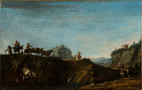 AUTORE NON IDENTIFICATO - Hans de Jode (1630 - 1662) - Paesaggi con viandanti e armenti