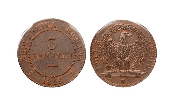 REPUBBLICA ROMANA - BOLOGNA - SECONDA REPUBBLICA ROMANA (1848-1849) - 3 Baiocchi 1849 (II° tipo)