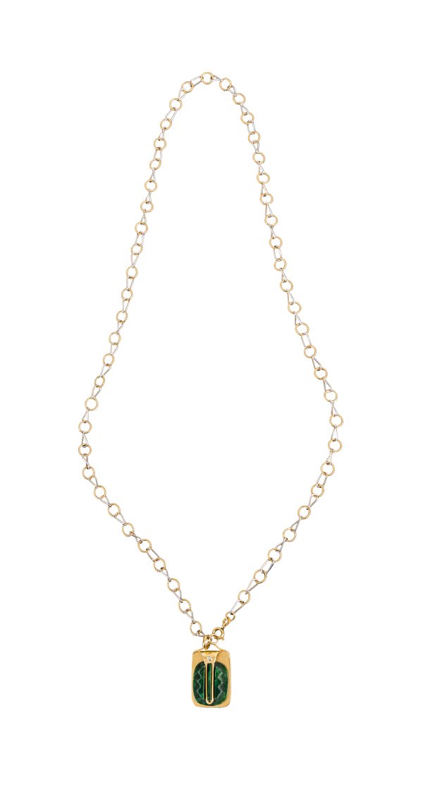 COLLANA - Collana in oro bicolore 18kt con pendente