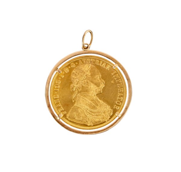 CIONDOLO - Ciondolo con moneta in oro giallo 18kt