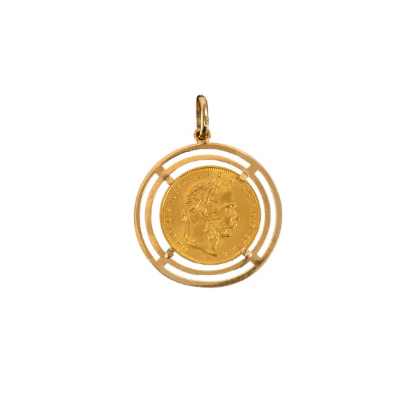 CIONDOLO - Ciondolo con moneta in oro giallo 18kt