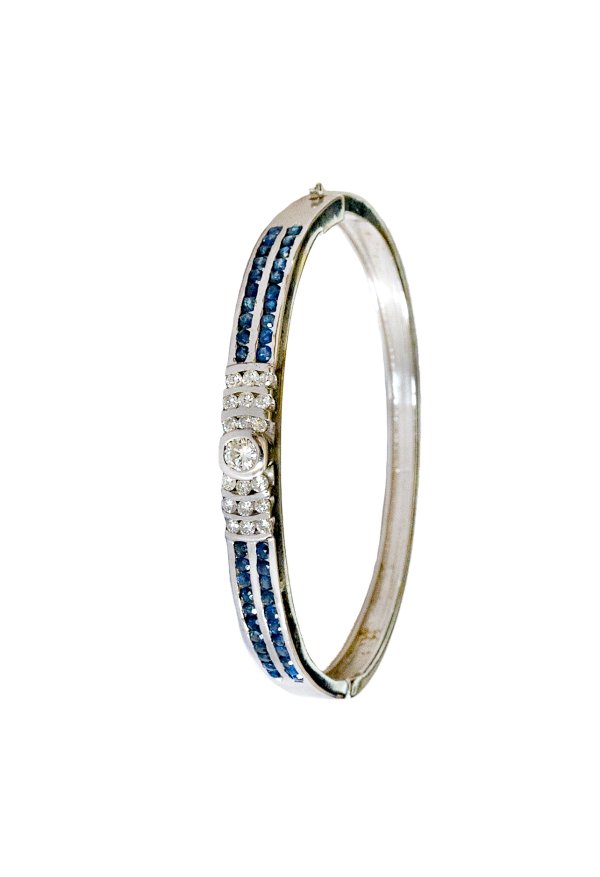 BRACCIALE - Bracciale in oro bianco 18kt, diamanti e zaffiri